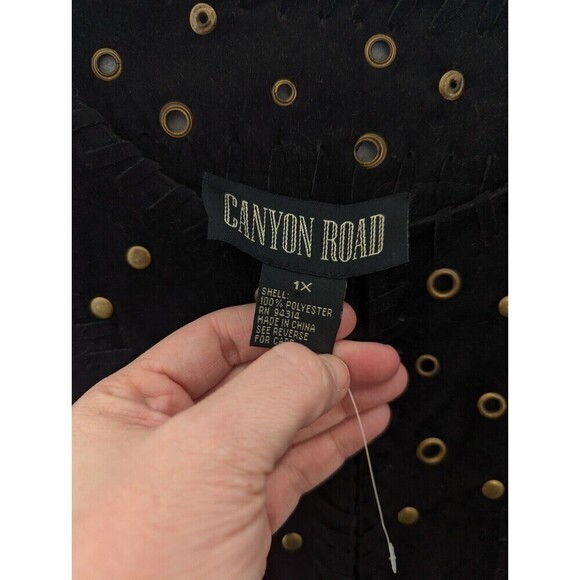 Vintage Faux Suede Jacket Womens Plus Size 1X Black‎ Fringe - Picture 8 of 11